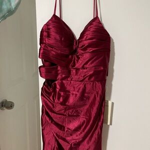 Chic Satin Mini Dress in Deep Red